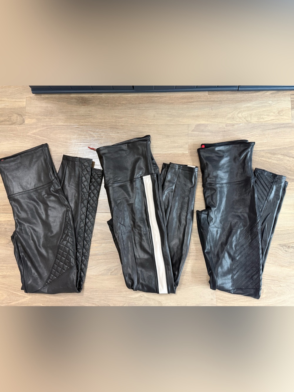 Spanx faux leather leggings, size L